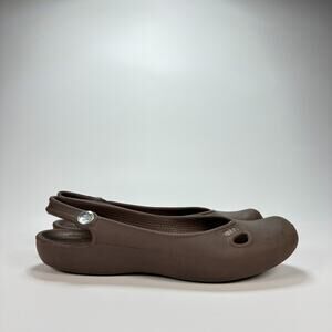 Crocs Olivia II Brown Lightweight Slingback Ballet Flats Shoes Women’s Size 7